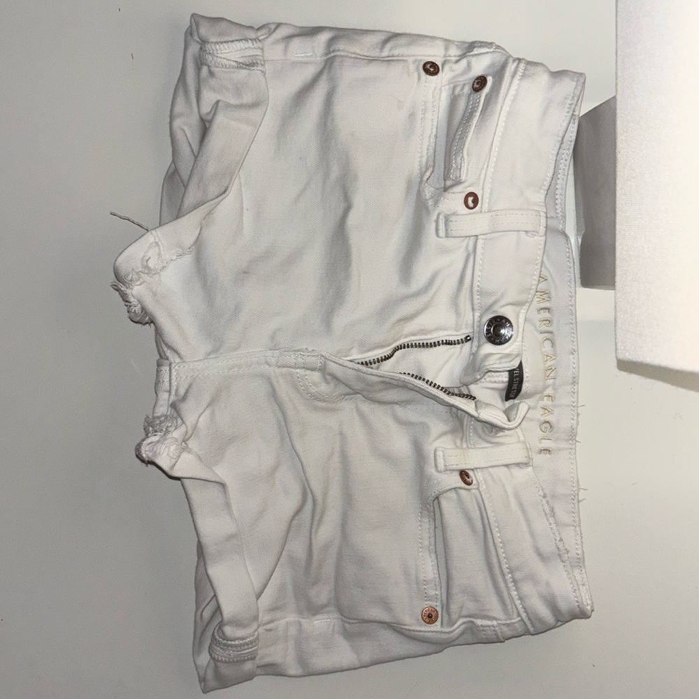 american eagle white wash jean shorts